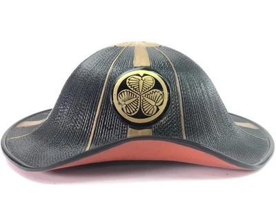 Casco Jingasa japonés de colección Tokugawa Crest Samurai coleccionable Mitsuba Aoi Foto 1 de 4