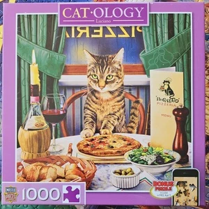 MasterPieces Catology Luciano 1000 Pc Puzzle Cat at Italian Pizzeria 25x25" 2014 - Picture 1 of 16