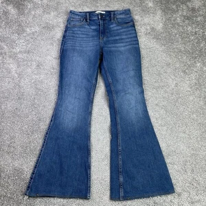 Pantalones de mezclilla para mujer Abercrombie & Fitch The Flare 26 azul tiro alto oscuro - Imagen 1 de 10