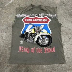 Vintage 90s Harley Davidson Faded Green T Shirt Adult Large King of the Road 3D - Picture 1 of 9