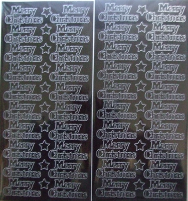 J.TRIM 2 sheets of Merry Christmas Shiny Black Peel-offs 20 on each sheet