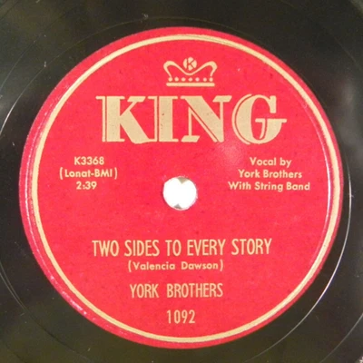 York Brothers – Two Sides To Every Story / Twirly Whirly ~ 1952 King 1092 - Imagem 1 de 4