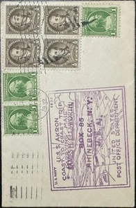 US Akron Zeppelin Flight 1932 Cover From NY To CA Block Official Sealed USPS Dep - Picture 1 of 2