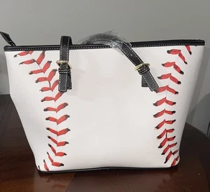 Borsello moda baseball nuovo bianco rosso nero cerniera tasche interne - Foto 1 di 10