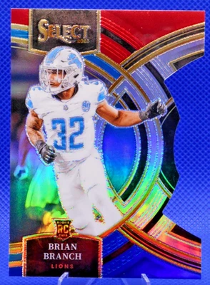 2023 Panini Select Brian Branch RC #135 - Red & Blue Prizm Die Cut Lions Rookie - Image 1 of 2