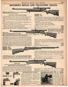 1937 Print Ad of Mossberg Model 43 L43 46A 45A 45AC 35A Rifle w Lyman 57M Sight - Picture 1 of 2