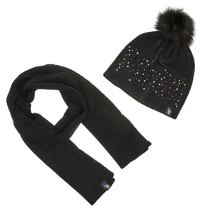 U.S. Polo Assn. Women's Knit Scarf & Pom Pom Hat Set Women's Black New MSRP$40 - Picture 1 of 6