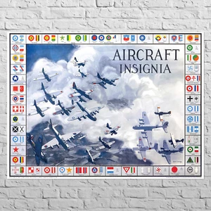 Poster Aircraft Insignia, 1942 | 34x26" Big size | WW2 old war plane diagram - Picture 1 of 6