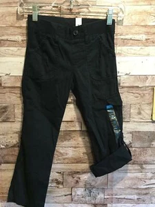 THE CHILDRENS PLACE GIRLS DARK BLUE PANTS SIZE 6 CARGO POCKETS BUTTON UP CROP FI - Picture 1 of 2