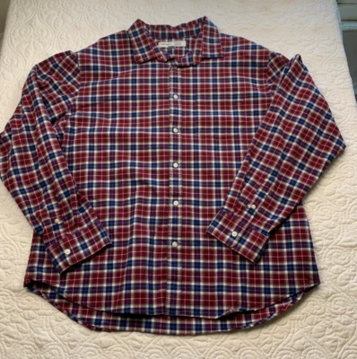 Old Navy Everyday Hombres XXL Rojo Cuadros L/S Botones Calce Ajustado Flex Oxford Vino Foto 1 de 4