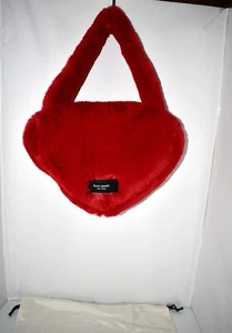 kate spade new york Luver Faux Fur Heart Novelty Tote Bag in Cherry Rouge #KJ903 - Picture 1 of 6