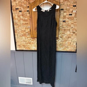 Vintage 100% Silk Laurence Kazar fully beaded gown size large - Picture 1 of 9