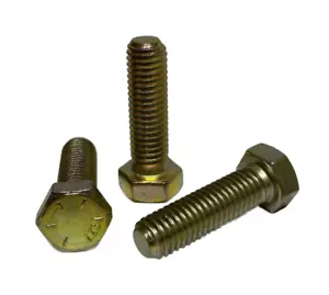 Tornillos de tapa hexagonal grado 8 de rosca gruesa de 1/4-20 x 1" - enchapados en YZ - Paquete de 100 - Imagen 1 de 1