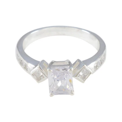 Kristallbrillanz-Ring aus 925er-Sterlingsilber, achteckiger weißer CZ-Ring - Bild 1 von 4