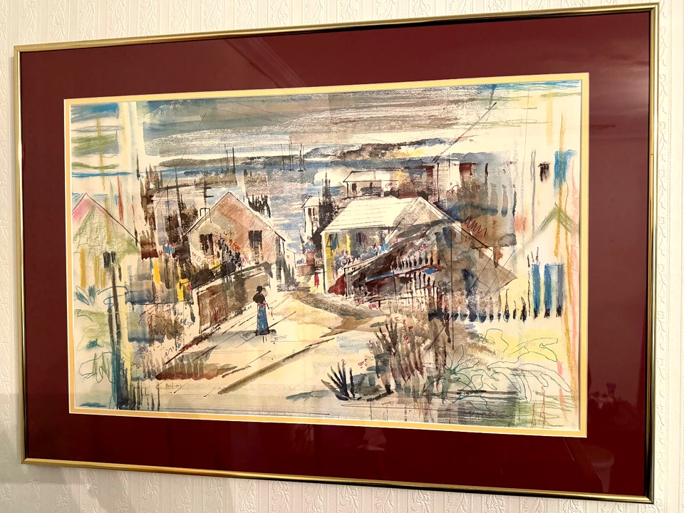 Original Alfred Birdsey Watercolor Signed Bermuda Harbor Scene markystore - Image 1 of 4