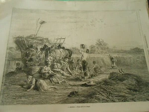 Gravure 1863 - La Moisson - Picture 1 of 1