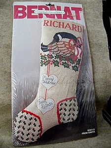 New  Bernat  From Santa  Goose  cross stitch  18" stocking  kit             /CS1 - Picture 1 of 4