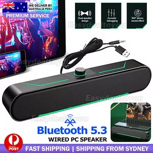 Wired PC Speakers LED Computer Stereo Speaker USB Powered for Desktop PC Laptop - Picture 1 of 11
