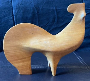 Vintage Carved Blonde Wooden Rooster Nordic Scandinavian Swedish Folk Art 8” - Picture 1 of 11
