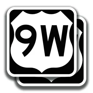 US ROUTE 9W AUFKLEBER 2 Aufkleber Straßenschild Bogo Autobahn Auto LKW Stoßstange Fenster - Bild 1 von 1