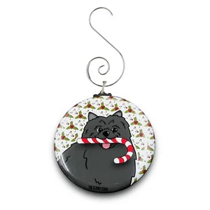 Schwarzer Pommerscher Hund Zuckerstange Weihnachten Urlaub Ornament Sammlerstück Deko - Bild 1 von 12