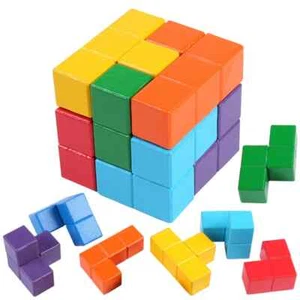 New 3D Wooden Soma Cube Montessori Puzzle Game Educational Sensory Toy Kids Use - Picture 1 of 6