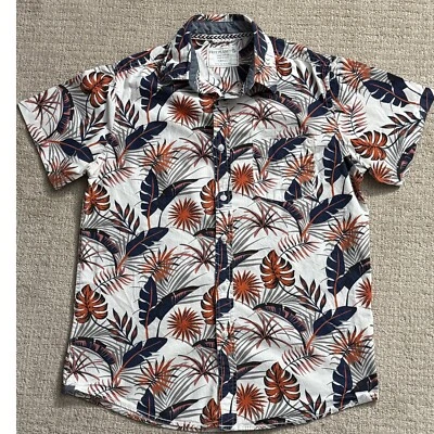 Free Planet Tropical Print Button Up Short Sleeve Shirt Small - Image 1 of 4
