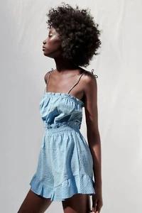 ZARA SHORT PLAID JUMPSUIT PLAYSUIT SIZE L 2157/043 - Picture 1 of 5