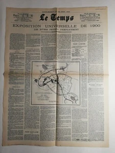 #1.5 La Une Du Journal Le temps 22 juin 1893 exposition universelle de 1900 - Foto 1 di 2