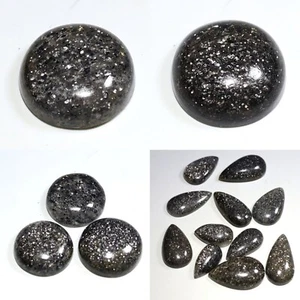 HIGH QUALITY NATURAL BLACK SUNSTONE ROUND FANCY CABOCHON GEMSTONE AW- - Picture 1 of 9