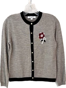 Brooks Brothers Girls Size Large Merino Wool Flower Long Sleeve Cardigan Sweater - Picture 1 of 4