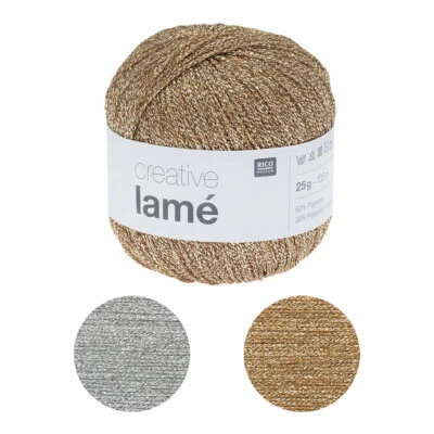 Rico Knitting Wool Yarn Creative Lamé 4 Ply Fingering Metallic Chainette Crochet - Image 1 of 3