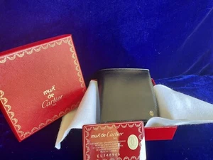Cartier Wallet Holder Pouch New Old Stock Black Leather Case Wallet Cartier Box - Picture 1 of 15