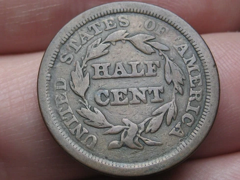 1850 Braided Hair Half Cent- VG/Fine Details Cover