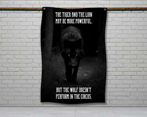Bandera de gimnasio Wolf - Banner motivacional para decoración de gimnasio en casa - Imagen 1 de 6