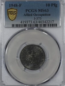 1948-F Germany Allied Occupation 10 Pfennig, PCGS MS63 - Picture 1 of 2