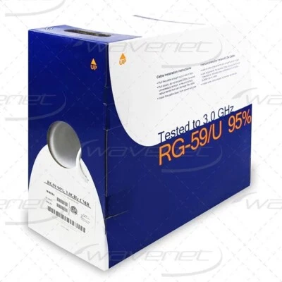 Cable coaxial Wavenet RG59R RG 59 CMR negro caja 1000' Foto 1 de 2