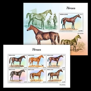 Horses MNH Stamps 2023 Sierra Leone M/S + S/S - Picture 1 of 3