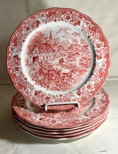 6 J&G Meakin Pink Stratford Stage 7" Dessert Plates - Picture 1 of 2