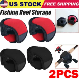 2PC Fishing Reel Bag Protective Cover Baitcasting Trolling Pouch Protectors HOT - Picture 1 of 21