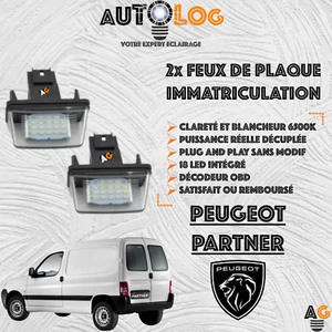 ✳️ 2x LED Kennzeichenbeleuchtung Peugeot Partner ✳️ Anti-Fehler OBD ✳️ - Bild 1 von 9