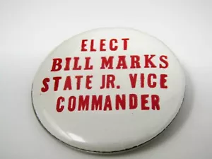 Bill Marks State Jr. Vice Commander VFW Pin Button - Imagen 1 de 4