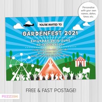 Birthday Party Invitations Personalised Vip Pass Music Festival Red Pink Blue Ebay