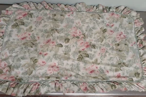 Laura Ashley Cottage Rose King Ruffled Pillow Sham-Cotton Blend - Picture 1 of 7