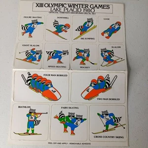 Lake Placid 1980 Juegos de Invierno Oficial Roni Mapache Trece Calcomanías Set Pegatinas - Imagen 1 de 12