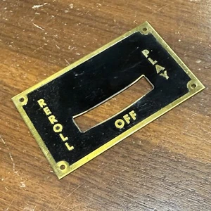 NOS Player Piano Brass Control Plate Reroll-Off-Play (aka Rewind) - Picture 1 of 3