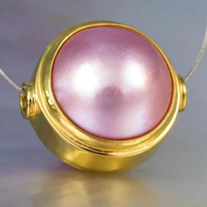 12.80mm Brillante Rosa Mabe Abalorios Perlas & Oro Vermeil Más Plata de Ley - Imagen 1 de 14