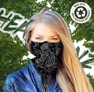 NECK GAITER / FACE SOCK - ECO WEAVE BLACK PAISLEY (Camping, Fishing, Hunting) - Picture 1 of 4
