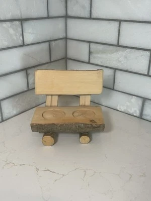 Soporte para candelabro Park Bench Loveseat 2 insertos madera tallada a mano Foto 1 de 4