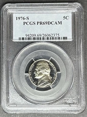 1976-S Proof Jefferson Nickel PCGS PR-69 DCAM, Buy 3 Items, Get $5 Off!! - Image 1 of 2